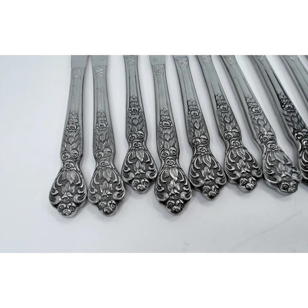 Versailles Dinner Knives Stainless by MSI Japan Set Of 13 Floral
